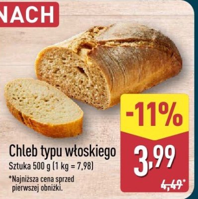 Chleb typu włoskiego Aldi promocja w Aldi