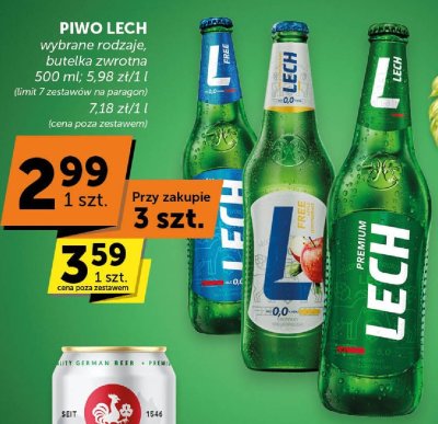Piwo Lech wybrane rodzaje, butelka zwrotna promocja w ABC