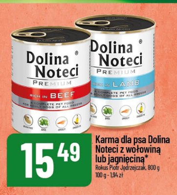 Karma dla psa Dolina Noteci Premium z wołowiną lub jagnięciną Rokus Piotr Jędrzejczak promocja w POLOmarket