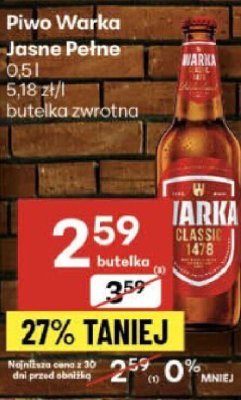 Piwo Warka Jasne Pełne 0.5l promocja w Delikatesy Centrum