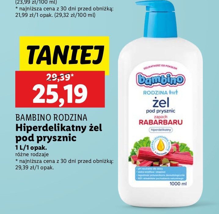 Żel pod prysznic rabarbar Bambino rodzina promocja