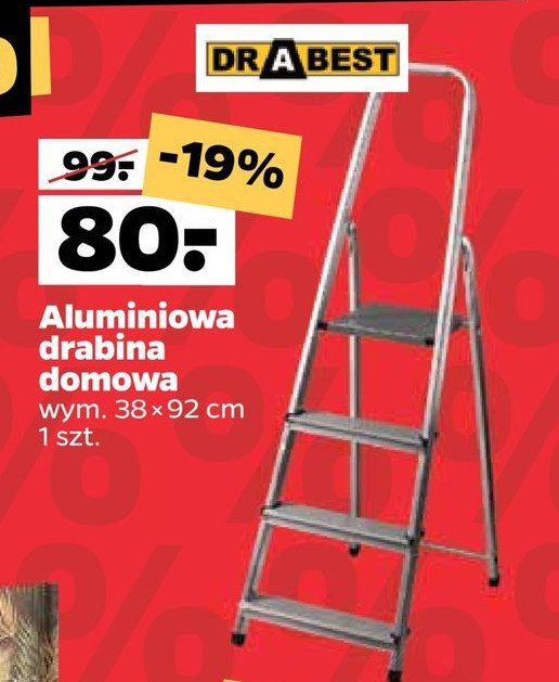 Drabina aluminiowa 38 x 92/99 cm Drabest promocja