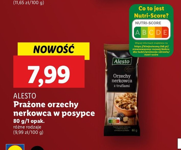 Orzechy nerkowca z truflami Alesto promocja w Lidl