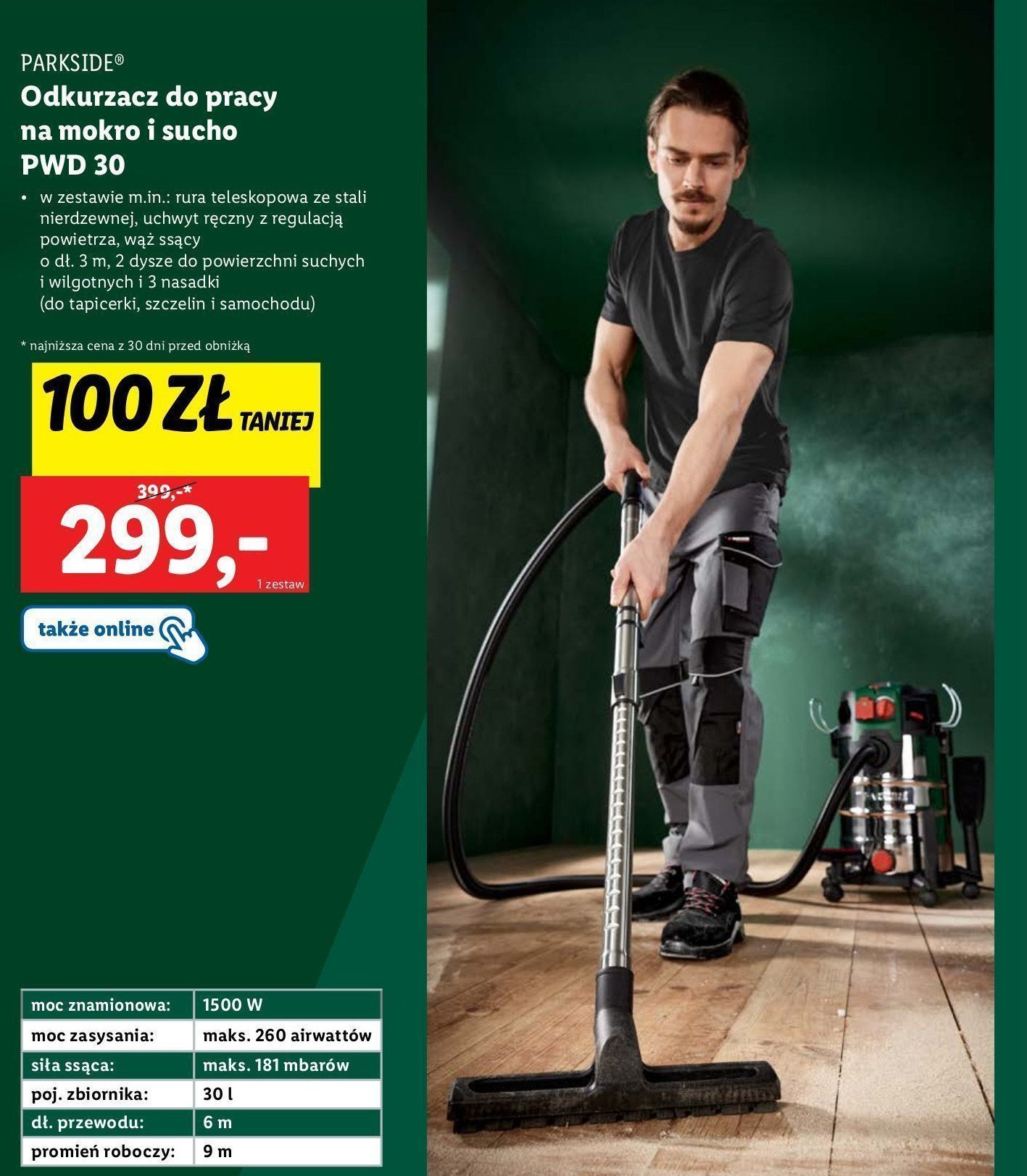 Odkurzacz do pracy na mokro i sucho 1500w Parkside promocja