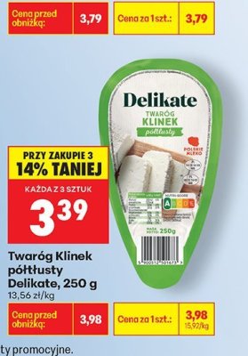 Twaróg klinek półtłusty 250 g promocja w Biedronka