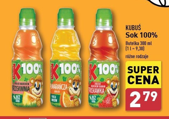 Sok pomarańcza-jabłko Kubuś 100% sok promocja