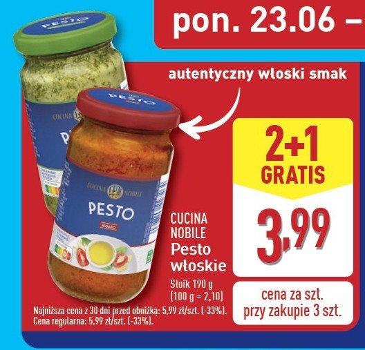 Pesto alla genovese Cucina nobile promocja w Aldi