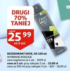 Dezodorant invisible fresh Dove men+care promocja