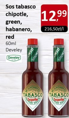 Sos tabasco chipotle, green, habanero, red Develey promocja w Market Point