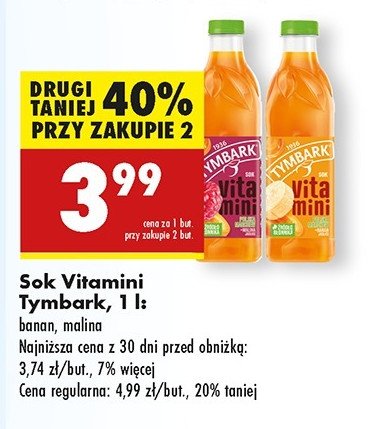 Sok banan-marchew-jabłko Tymbark vitamini promocja w Biedronka