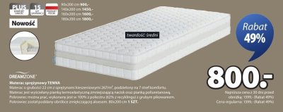 Materac sprężynowy TENNA promocja w Jysk