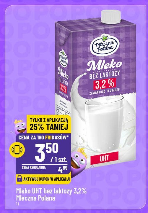 Mleko 3.2% bez laktozy Mleczna polana promocja