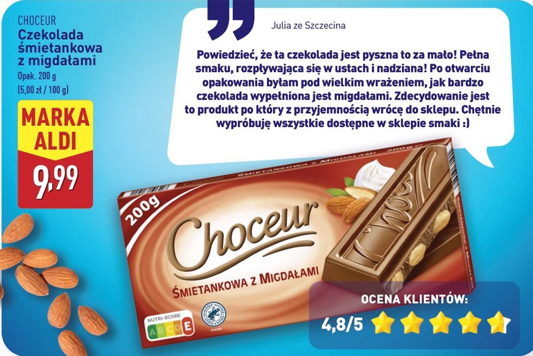 Czekolada śmietankowa z migdałami Choceur promocja