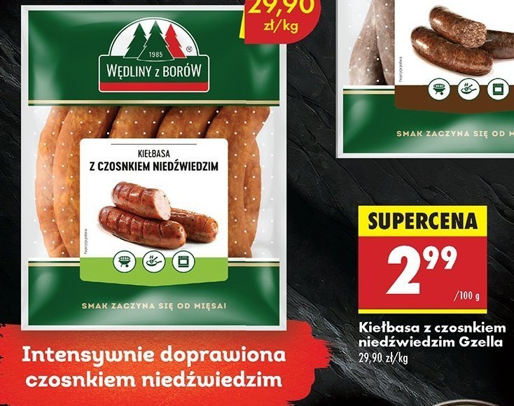 Kiełbasa z czosnkiem niedźwiedzim Gzella promocja