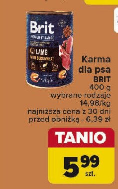 Karma dla psa z jagnięciną BRIT PREMIUM AND NATURE promocja