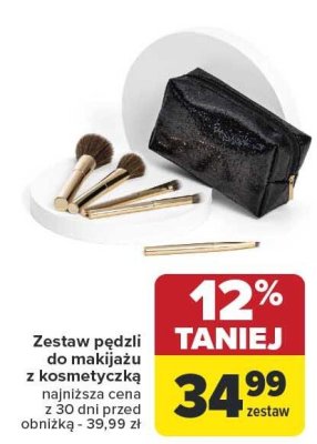Zestaw pędzli do makijażu z kosmetyczką promocja w Carrefour