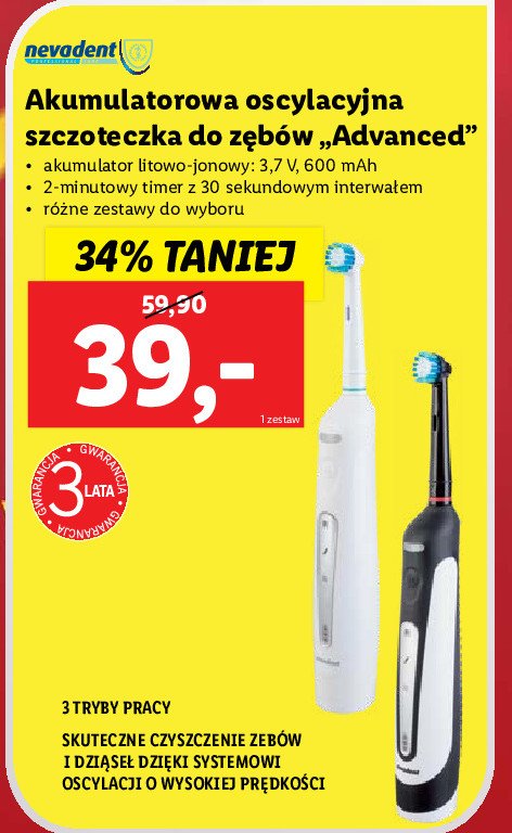 Szczoteczka oscylacyjna advanced czarna Nevadent promocja