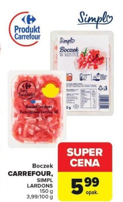 Boczek lardons fumees Simply promocja w Carrefour