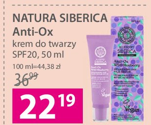 Krem do twarzy na dzień spf20 anti-ox wild blueberry Natura siberica promocja