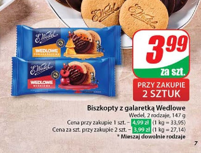 Biszkopty z galaretką wiśniową E. wedel promocja w Dino