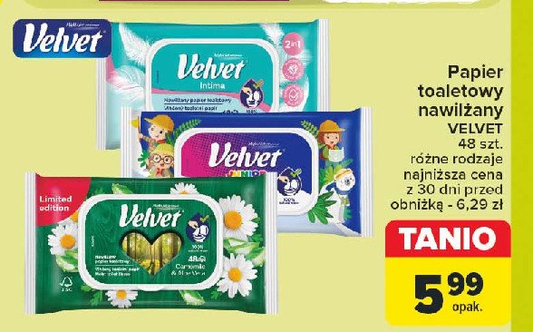 Papier toaletowy nawilżany 2w1 Velvet intima promocja