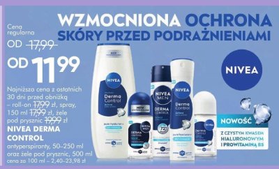 Kosmetyk do pielęgnacji NIVEA DERMA CONTROL antyperspiranty, 30-250 ml oraz żele pod prysznic, 500 ml promocja w Super-Pharm