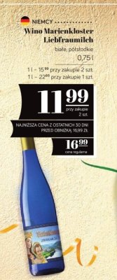 Wino Marienkloster Liebfraumilch białe półsłodkie promocja w POLOmarket