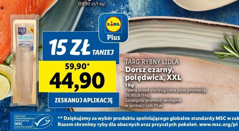 Dorsz czarny polędwica Rybny targ lidla promocja