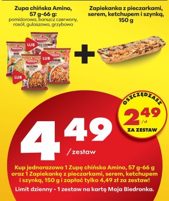Zapiekanka z pieczarkami, serem, ketchupem i szynką, 150 g promocja w Biedronka
