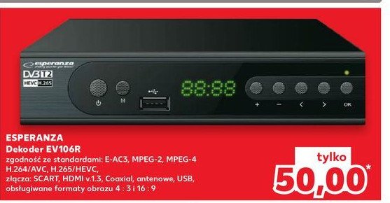 Tuner dvb-t/t2 h.256 ev106r Esperanza promocja