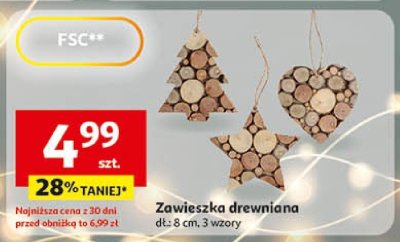 Zawieszka drewniana, dł. 8 cm, 3 wzory promocja w Auchan