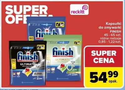 Kapsułki do zmywarki 45-65 szt., różne rodzaje FINISH promocja w Carrefour