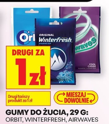 Gumy do żucia ORBIT, WINTERFRESH, AIRWAVES promocja w Biedronka