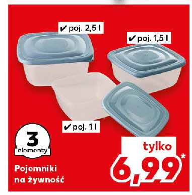 Komplet pojemników na żywność 2.5 l + 1.5 l + 1 l promocja w Kaufland