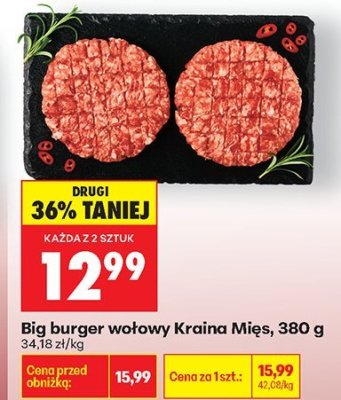Big burger wołowy Kraina Mięs, 380 g promocja w Biedronka