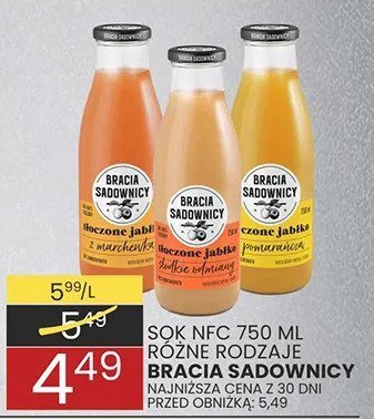 Sok Bracia Sadownicy NFC tłoczone jabłka świeżo tłoczone 750 ml promocja w Wafelek