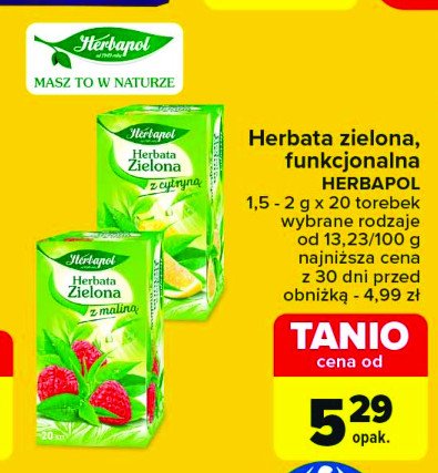 Herbata zielona z maliną Herbapol promocja