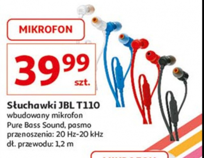 S艂uchawki t100a czerwony Jbl promocja