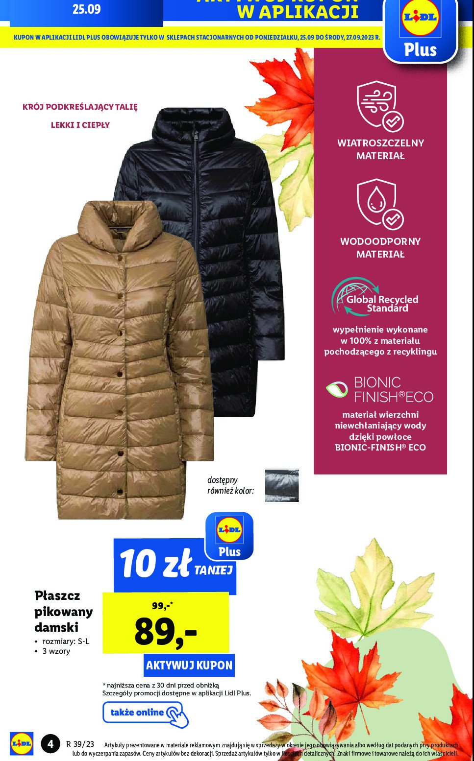 P艂aszcz pikowany damski s-l promocja