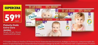 Pieluchy Extra Care Jumbo rozmiar 5 promocja w Biedronka