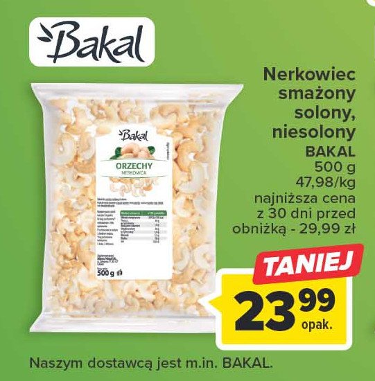 Orzechy nerkowca niesolone Bakal promocja