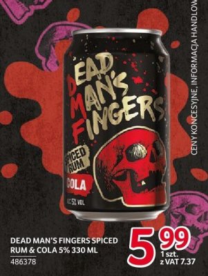 Rum Dead Man's Fingers Spiced Rum & Cola 5% 330 ml promocja w Selgros