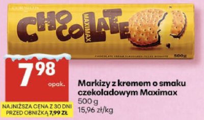 Markizy z kremem o smaku czekoladowym Maximax promocja w Delikatesy Centrum
