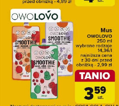 Smoothie jab艂ko-wi艣nia-gruszka Owolovo promocja