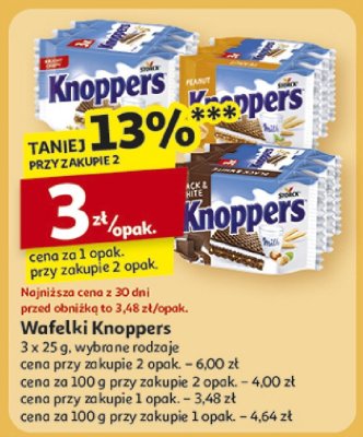 Wafelki Knoppers 3 x 25 g wybrane rodzaje promocja w Auchan