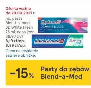Pasta do zębów arctic freshness Blend-a-med 3d white fresh promocja