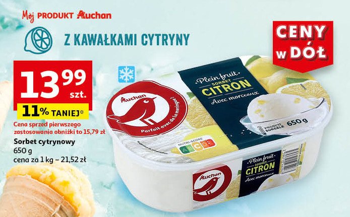 Sorbet cytrynowy Auchan różnorodne (logo czerwone) promocja