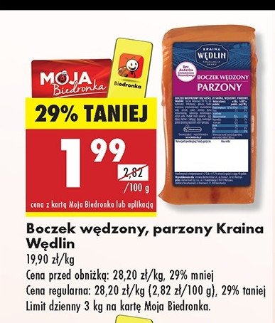 Boczek wędzony parzony Kraina wędlin promocja w Biedronka
