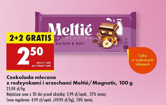 Czekolada mleczna z rodzynkami Meltie promocja