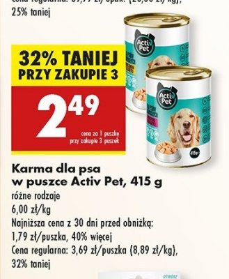 Karma dla psa z wo艂owin膮 w galarecie Activ pet promocja
